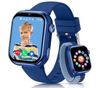 AIMIUVEI 4G Montre Connectée Enfants, 1.83''HD Montre Téléphone Enfant avec GPS, Batterie de 800mAh, Appels Vidéo, Chat Vocal, Wi-FI/LBS/SOS/SMS, Mode École, Podomètre, Réveil, Étanchéité IP68 (Bleu)
