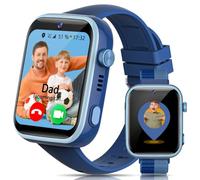 AIMIUVEI 4G Montre Connectée Enfants avec Appels, Appels Vidéo, Chat Vocal, WiFi, GPS, SOS, SMS, Étanche IP68, Mode École et Podomètre, Smartwatch Enfants avec Écran HD 1,83'' Bleu
