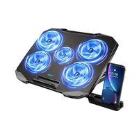 AIMIUZI Support de refroidissement pour ordinateur portable de 12 à 15,6", 5 ventilateurs silencieux, 5 angles réglables (noir)