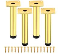 AIMIXUN Lot de 4 Pied Meuble Reglable 15 cm, 15 cm Pied de Canapé, Pied Canapé Metal, Lot de 4 pour Armoire, Etagères de Cuisine, Canapé, Table, Bureau, Placard (Or)