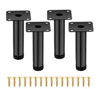 AIMIXUN Lot de 4 Pouces Meuble Reglable 10 cm, Pied de Canapé 10 cm, Pied Canapé Metal, Lot de 4 pour Armoire, Etagères de Cuisine, Canapé, Table, Chaise, Bureau, Placard (Noir)