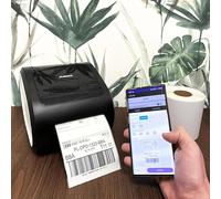 Aimo Imprimante d’étiquettes 6XL Pro - Imprimante Thermique 300 dpi, Bluetooth, USB et LAN - Professionnelle pour PC, Mac et Smartphone - Imprime des étiquettes Jusqu’à 115 mm de Largeur