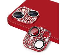 AiMok Caméra Protecteur Compatible avec iPhone 14 /iPhone 14 Plus, [Ultra HD] [ 9H Dureté ] Anti Rayures Verre Trempé Diamant Caméra Coque Cover pour iPhone 14 /iPhone 14 Plus - Rouge