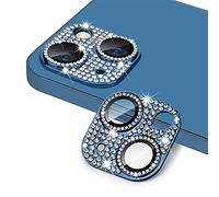 AiMok Caméra Protecteur Compatible avec iPhone 14 /iPhone 14 Plus, [Ultra HD] [ 9H Dureté ] Anti Rayures Verre Trempé Diamant Caméra Coque Cover pour iPhone 14 /iPhone 14 Plus - Bleu