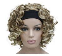 Aimole 16 pouces perruques de cheveux courts boucl?s perruque pour femme 3/4 demi-perruque avec bandeau noir (27T613)