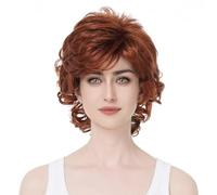 Aimole Perruque courte en cheveux synthétiques bouclés pour femme #130 Rouge