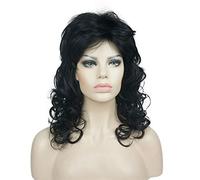 Aimole Perruque intégrale de cheveux synthétiques longs bouclés ondulés pour femme (1-Noir)