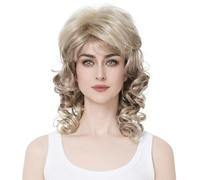 Aimole Perruque intégrale de cheveux synthétiques longs bouclés pour femme (H16-613-Blond méché)