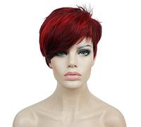 Aimole Perruque synthétique courte de 15,2 cm, rouge/marron foncé, raides, résistante à la chaleur, perruque de fête (99J-20C)