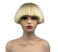 Aimole Perruque synthétique courte Yaki raide avec tête de champignon blond