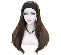 Aimole Perruques longues et raides 3/4 pour femme en cheveux synthétiques avec bandeau noir (#31)