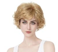 Aimole Perruques synthétiques courtes et bouclées pour femme - Cheveux épais - Pour tous les jours (caramel clair 24B)