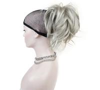 Aimole Synthétique Queue de Cheval Clip-on Perruque Lisse Courte Extensions de Cheveux Postiche Gris Argenté (51)