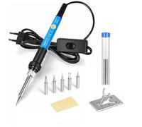 AIMOONSA Kit Fer à Souder 9 en 1 60W, Temp. réglable 200-450°C 220V avec 5 pannes et support inox
