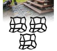AIMOONSA Lot de 3 moules à pavés DIY 43 x 43 x 4 cm en PP - réutilisables, noir