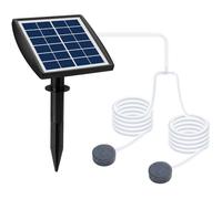 AIMOONSA Pompe à oxygène solaire 6V 2W - batterie 2200mAh, tuyau 2,5 m, 2 pierres à bulles pour bassins et étangs