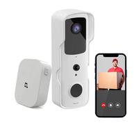 AIMOONSA Sonnette sans fil 1080P IP65 - Caméra 155° Vision nocturne, PIR et audio bidirectionnel