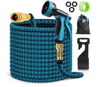 AIMOONSA Tuyau d'arrosage extensible 30 m - rétractable, 10 fonctions, raccords laiton anti-corrosion