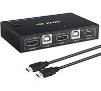 AIMOS KVM Switch HDMI, Commutateur Soutien 4K@30Hz HDMI USB Switch 2 Entrées à 1 Sortie pour 2 Ordinateurs Partager Clavier et Souris - avec 2 câbles USB, 1 câble HDMI