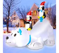 Aimosen 1.8 M Décoration Noël Gonflable, Ours Polaire Pingouins Gonflable LED Décoration de Noël, 6 FT Gonflable de Noël avec Lumières Intérieur/Extérieur, Décoration de Noël pour Jardin