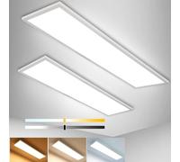 Aimosen Plafonnier LED Intensité Variable 120x30 cm avec Télécommande, 2 PCS 40W Panneau plafond Lumière Forte, 2700K - 6500K Lampe éclairage Plat Ultra Fin pour Bureau Atelier Salon
