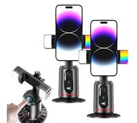 Aimostand Built-in AI Camera Smart Auto-Tracking Phone Stand, Auto Face Tracking Tripod 360 Rotation with Stand, Gesture & Remote Control, Portable Mount for Vloggers Streamers (2 Pcs with Light)