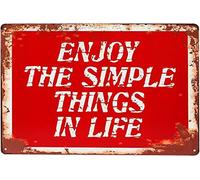 AimQurt Enjoy The Simple Thing in Life - Look rétro - Décoration murale en métal - Décoration murale en métal pour chambre et porte - 30,5 x 40,6 cm