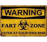 AimQurt Panneau décoratif « Warning Fart Zone Enter at Your Own Risk » - Style humoristique - Résistant aux UV - Résistant aux intempéries - Facile à installer - 14 x 20 cm