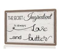 AimQurt Panneau en étain « The Secret Ingredient is Love and Butter » - Décoration murale rustique pour maison, cuisine, salle à manger - Cadeau pour maman et elle - 30,5 x 40,6 cm - Style 5