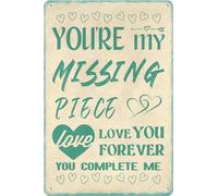 AimQurt Panneau en métal « You're My Missing Piece » « You Complete Me Love You Forever » - Décoration murale humoristique pour maison, chambre à coucher, club, bar, cuisine, ferme, 14 x 20,3 cm