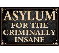 AimQurt Panneau vintage en métal « Asylum For The Criminally Insane » - Décoration murale en fer pour maison, ferme, bar, café, pub, garage, grotte - 14 x 20 cm - Style 2