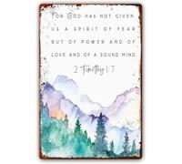 AimQurt Plaque en métal « For God Has Not Given Us The Spirit of Fear » - Décoration murale pour la maison et le bureau - 20,3 x 30,5 cm - Style 7