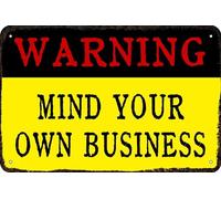 AimQurt Plaque en métal vintage avec inscription « Warning Mind Your Own Business » - Décoration murale amusante pour maison, chambre, bar, salle de bain - 14 x 20 cm - Style 10