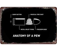 AimQurt Plaque rétro amusante en étain Anatomie d'un pistolet à munitions pour la maison, les bars, les restaurants, les cafés, la chambre à coucher, le salon, décoration murale, affiche, cadeau, 20,3