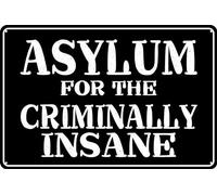 AimQurt Plaque vintage en métal « Asylum For The Criminally Insane » - Décoration murale en fer pour maison, ferme, bar, café, pub, garage, grotte - 20,3 x 30,5 cm - Style 10