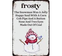 AimQurt Plaque vintage en métal avec bonhomme de neige d'hiver amusant « The Snowman Was a Jolly Happy Soul with a Corn Cob Pipe and a Button Nose and Two Eyes Made from Coal Wall Decor 30,5 cm × 40,6