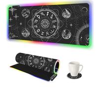AIMSA Tapis de souris de jeu à DEL RVB, 14 modes lumineux, extra large, 90,9 x 40,1 cm, grand tapis de souris étanche pour clavier noir, constellation cosmique magique