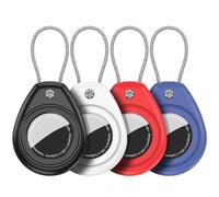 Aimtel 4 Pièce Étui AirTag Compatible avec Le Apple AirTag, Etanche IPX8 Porte Clef Air Tag avec Câble Métallique, Support Air Tag pour Les Clés, Les Animaux, Les Sacs et Autres Objets de Valeur