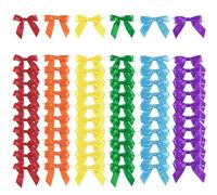 AIMUDI Lot de 60 mini nœuds pré-noués en ruban de satin arc-en-ciel de 8,9 cm pour loisirs créatifs, emballage cadeau, fête prénatale, anniversaire, fête LGBT