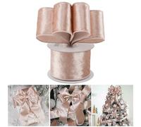 AIMUDI Ruban de velours rose doré - Ruban de Noël rose de 6,3 cm pour arbre, couronnes, guirlandes, emballages cadeaux, guirlandes, travaux manuels de vacances, nœuds de décoration - 9,1 m
