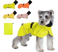 AIMYDOG Manteau de pluie imperméable pour chien avec capuche apaisante, manteau de pluie léger réglable avec trou de fermeture éclair pour laisse et bande réfléchissante pour chiens de petite et