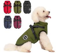 Aimydog Manteau d'hiver chaud pour chien avec sangle de poitrine, coupe-vent avec protection du ventre, réfléchissant, avec doublure en polaire pour petits enfants, vert, S