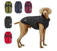 Aimydog Manteau d'hiver chaud pour chien avec sangle de poitrine, coupe-vent, avec protection du ventre, gilet réfléchissant doublé en polaire pour petit (noir, XL)