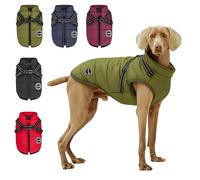 AIMYDOG Manteau d'hiver chaud pour chien, veste coupe-vent et imperméable avec harnais intégré, gilet réfléchissant et réglable confortable pour petits chiens (vert)
