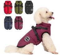 AIMYDOG Manteau d'hiver chaud - Veste de sport tendance pour chien par temps froid avec harnais intégré, gilet réfléchissant et réglable confortable, imperméable et coupe-vent pour petits chiens