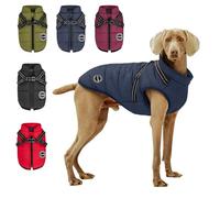 AIMYDOG Manteau d'hiver chaud, veste de sport tendance pour temps froid avec harnais intégré, gilet réfléchissant et réglable confortable, imperméable et coupe-vent pour petits chiens (bleu marine)