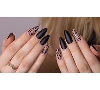 AiN Katy - Golden Panther - ongles à coller - 24 pièces - presser on nails long - prêt à coller - kit autocollant - long rose noir rouge - faux ongles à coller