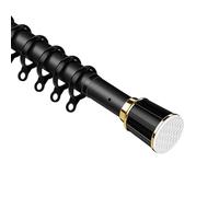 ain Tringle extensible sans perçage pour fenêtre, salle de bain, placard, cuisine, porte de balcon, 3 m de diamètre (noir, 160-250 cm / 63-98in)