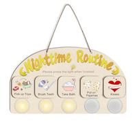 AINBIN Tableau de routine du coucher pour les tout-petits, tableau visuel des tâches de nuit avec 5 lumières et 8 cartes d'activité, tableau horaire en bois pour enfants, enfants d'âge préscolaire