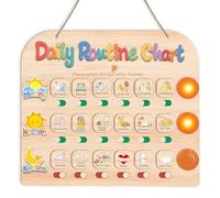 AINBIN Tableau de routine quotidienne pour les tout-petits, liste de choses à faire 3 en 1 pour le matin et l'après-midi avec 3 lumières de robinet et 18 tableaux de travail, horaire visuel coulissant